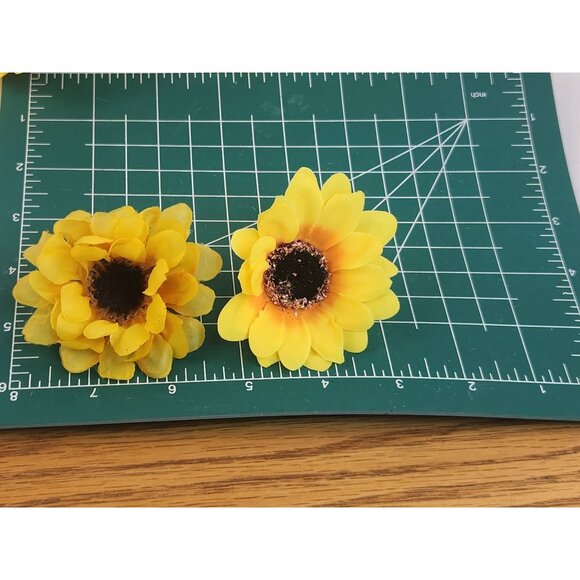 Yellow Artificial Sunflower Heads 2.5 Inch Pack Of 18 Decorative Flowers - Picture 10 of 14